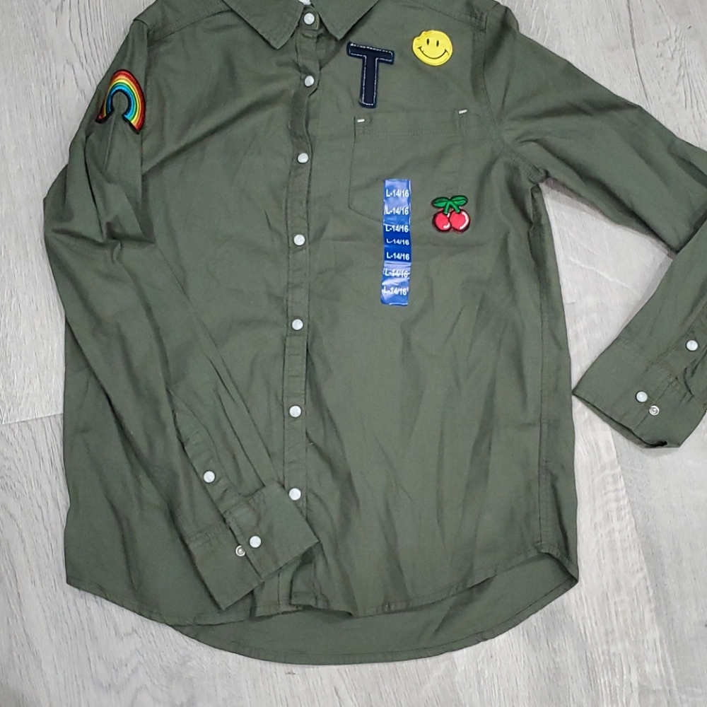 Tractr Army of Girls Buttom Soldier Shirt 14 nwt
